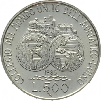 Italien 500 Lire 1985 - Hilltop Castle